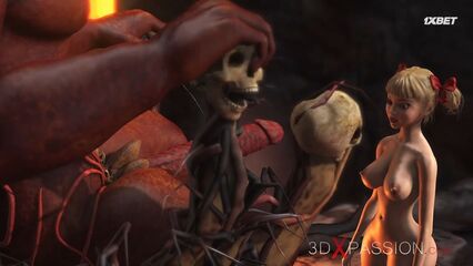 Здоровенный амбал демон из ада трахает в анал худышку